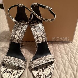 Michael Kors Snakeskin Heels - Black and White